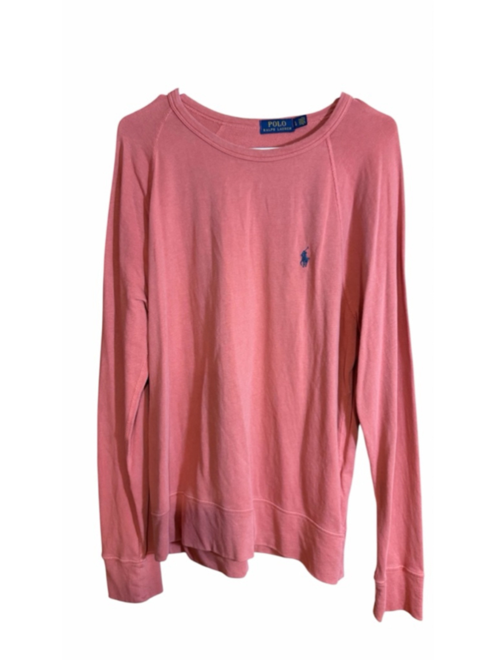 Polo Ralph Lauren Men's Coral Red Spa Terry Raglan Pullover Sweatshirt large